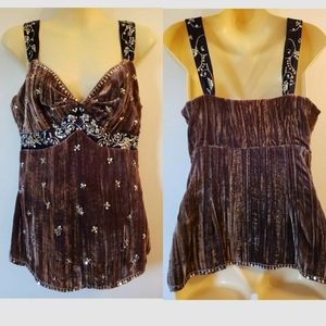 🆕️ CRINKLE CRUSHED VELVET SEQUIN TANK CAMI BLOUSE